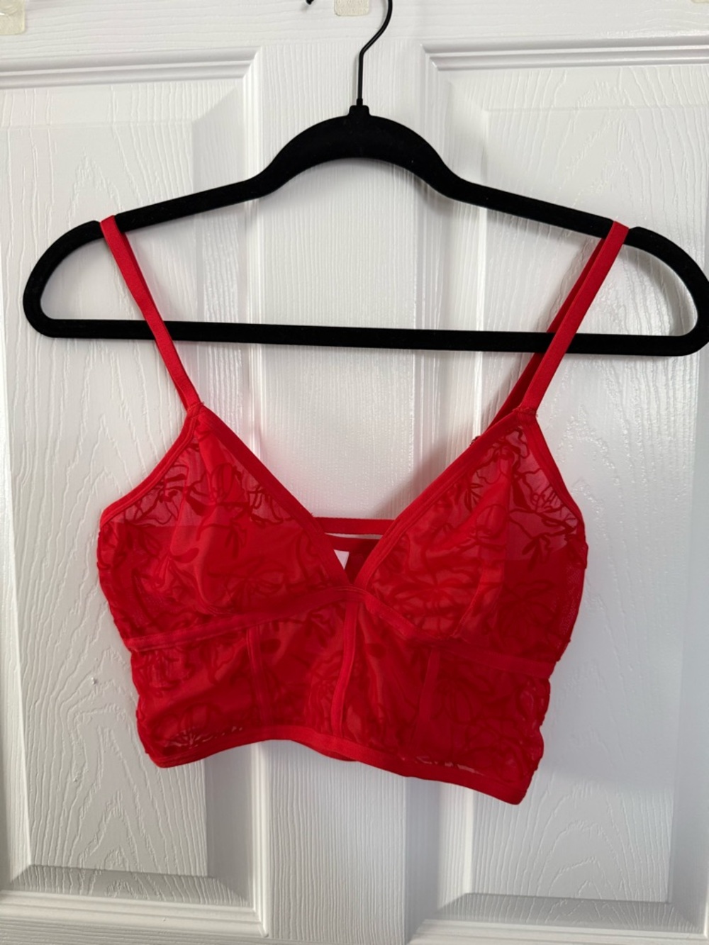 Auden Red Sheer Lace Bralette